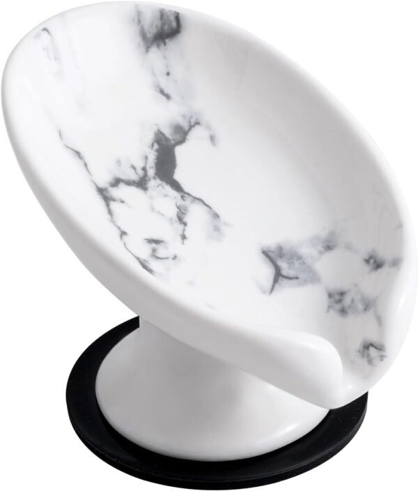 Soap Dish, Marble Soap Holder Self Draining Leaf Shape Soap Dishes,Ceramic soap Holder for Shower，Bathroom Sink, Kitchen (1, Marble)