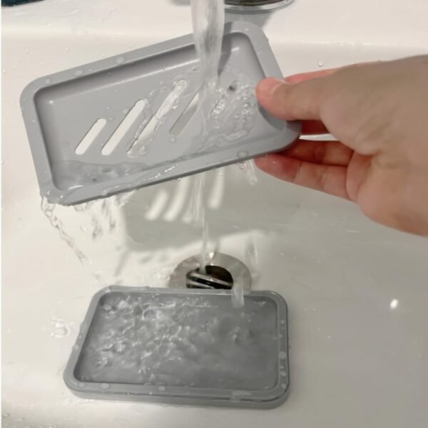 2PCS Mcyye Grey Soap Holders, Premium Plastic Bamboo Soap Dish, Self Draining Soap Dishes Saver for Shower, Bar Soap, Bathroom, Kitchen Sink, Bath tub, Sponge, Easy Clean, Extend Soap Life - Image 7