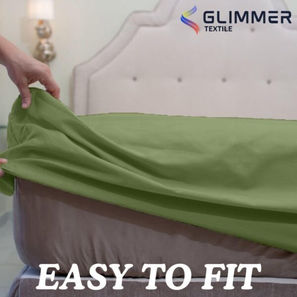 1PC Fitted Sheet| Organic Cotton| 1000 TC| | Twin XL Size (39"X80") with 20" INCH DEEP Pocket| Skin Friendly|Comfy & Very Soft| Wrinkle Free| Moss - Image 7