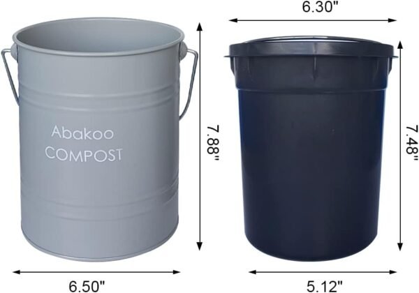 Abakoo Stainless Steel Compost Bin - Premium Grade 304 Stainless Steel Kitchen Composter - Includes 4 Charcoal Filter, Indoor Countertop Kitchen Recycling Bin Pail (1.0 Gallon (Gray)) - Image 6