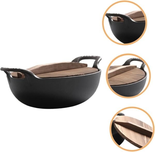 Outdoor Cast Deep Frying Pan Camping Cookware Griddle Pan Frying Pans Fondue Pot Cast Iron Skillet Outdoor Cookware Iron Pots Frying Cast Pot Frying Cooking Pot Gogogmee - Image 2