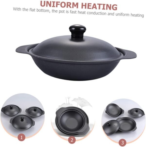 Rice Cooker Casserole Soup Cooking Pot Kitchen Non Stick Cookware Metal Casserole Pan Japanese Cookware Metal Casserole Pot Soup Bowl with Lid Stockpot with Lid Food Iron Household - Image 3