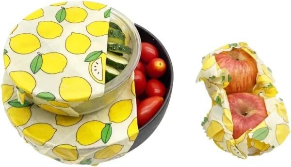 Lemon & Palm Tree Beeswax Wraps Set of 6 : Reusable Food Storage Solution for Sustainable Kitchen, Plastic-Free Alternative Green - Palm Tree - Image 4
