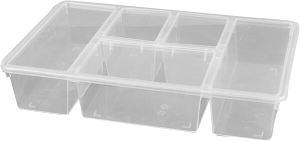 Clearnance Divided Tray with Lid Sealed Fruit Snack Serving Platter Vegetable Storage with 5 Beeswax Reusable Food Wraps (Clear, One Size)