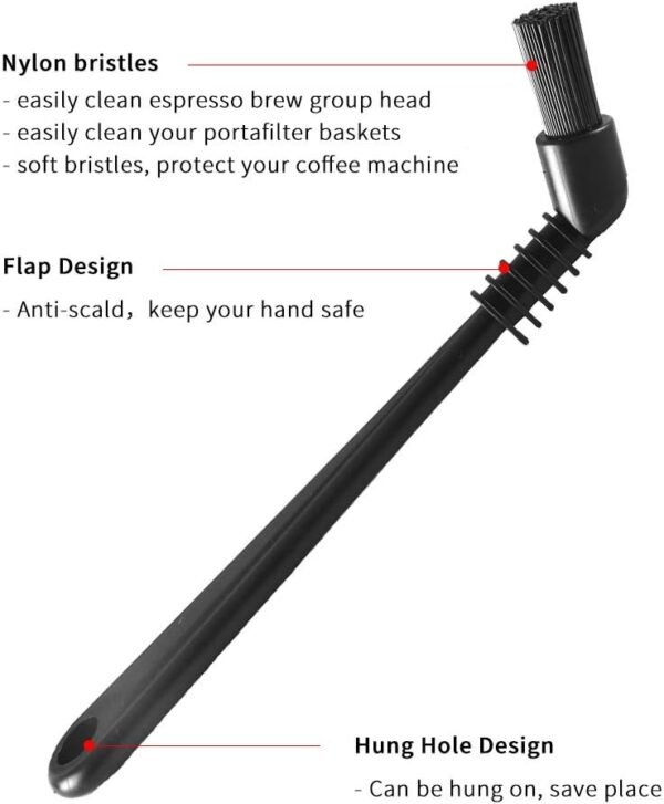 Espresso Machine Cleaning Brush Set - CAFEMASY 5 Pieces Coffee Cleaning Brush Natural Bristles Wooden Brush for Coffee Grinder and Nylon Brush for Espresso Machine Cleaning - Image 3