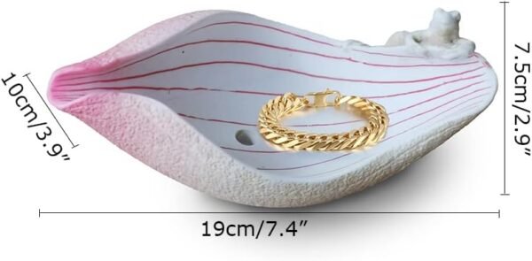 Frog Lying on Lotus Flower Wall Mounted Soap Dish,Rein Soap Holder or Jewelry Bowl 7.4 x 3.9 x 2.9in (Pink) - Image 2