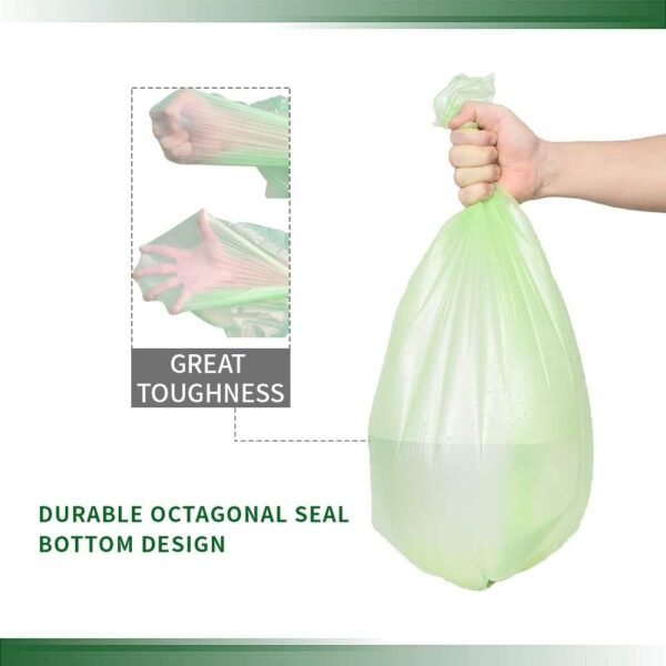 Medium Compostable Trash Bags, Biodegradable 8 Gallon Garbage Bags, Recycling Degradable Unscented Rubbish Bags for Kitchen Bathroom Office Car Pet Wastebasket (Green) - Image 3