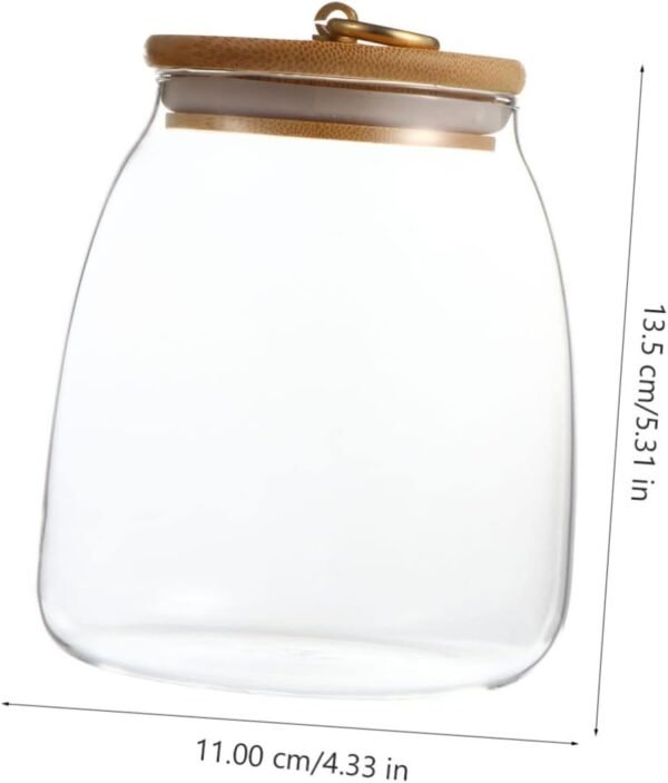 1pc Glass Storage Jar Snacks Storage Tank Airtight Coffee Container Kitchen Storage Jars Snack Containers Kitchen Storage Containers Coffee Tea Storage Tin Rice Jar Candy Jar Wood - Image 5