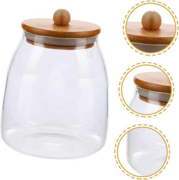 Lid Glass Container Coarse Cereals Canister Bin Pantry Storage Containers Airtight Storage Jar Serving Tea Holder Food Storage Containers with Lids Airtight Cover - Image 2