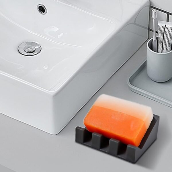 3 Pcs Silicone Soap Dish Self Draining Soap Dish Shower Waterfall Bar Soap Holder Tary with Keep Soap Bars Dry for Kitchen Bathroom Accessories (Grey, White,Black) - Image 6