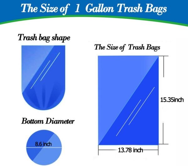 1 Gallon 140 pcs (0.8-1 Gal) Small Clear Trash Bags, Strong 0.8 Gallon 1 Gallon 1.2 Gallon Garbage Bags, Bathroom Trash Can Bin Liners,Mini Bags Waste Basket Liner,Fit 3,4.5 Liter, 0.8-1.2 Gal（1C140) - Image 2