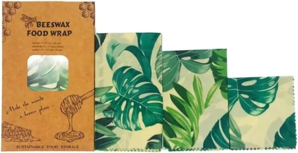 Lemon & Palm Tree Beeswax Wraps Set of 6 : Reusable Food Storage Solution for Sustainable Kitchen, Plastic-Free Alternative Green - Palm Tree