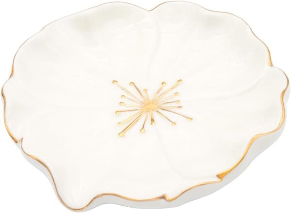 Elegant Bathroom Soap Dish, Inspired by Nature Hibiscus Flower, Ceramic Soap Dish Holder, Self-Draining and Multiple Styles for Bathroom Kitchen Accessories
