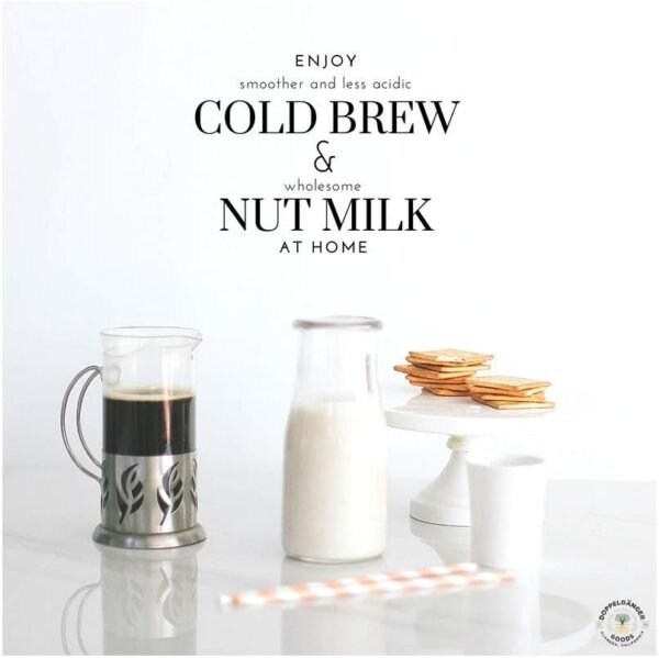 (2-Pack) Organic Cotton Cold Brew Coffee Bag - Designed in California - Reusable Coffee Filter with EasyOpen Drawstring Cold Brew Maker for Pitchers, Mason Jars, & Toddy Systems (Large 12" x 12") - Image 8