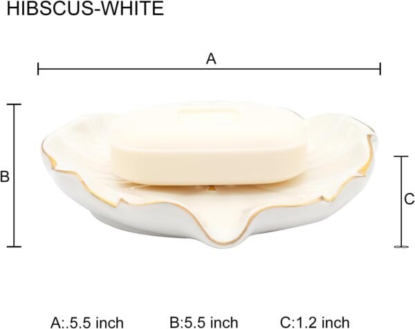 Elegant Bathroom Soap Dish, Inspired by Nature Hibiscus Flower, Ceramic Soap Dish Holder, Self-Draining and Multiple Styles for Bathroom Kitchen Accessories - Image 7