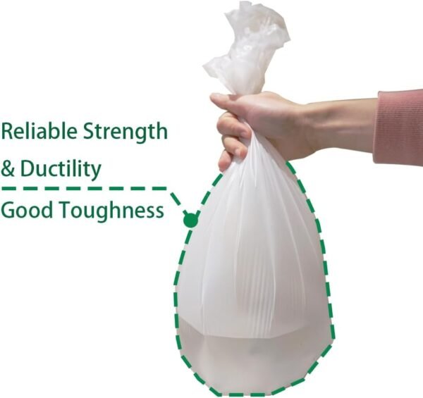 Biodegradable 8 Gallon Garbage Bags, Compostable Unscented Medium Ultra Strong Trash bags, White, 90 Count, Office, household, Kitchen Trash Bags - Image 3