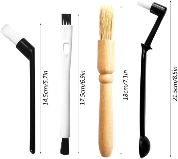 ACKLLR Coffee Grinder Cleaning Brush, Heavy Wood Handle & Natural Bristles Wood Dusting Espresso Brush and Nylon Espresso Machine Brush with Spoon for Bean Grain Barista Pasta Makers Home Kitchen - Image 2