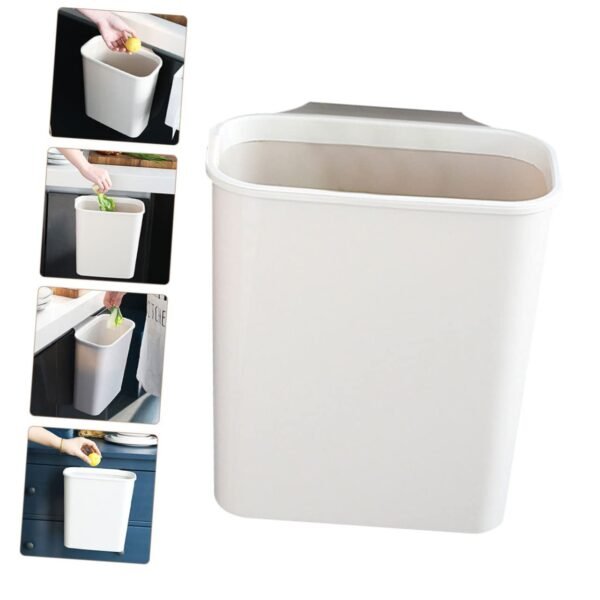 Garbage Can Outside Trash Can with Lid Compost Bin Kitchen Door Hanging Trash Can Kitchen Cabinet Trash Bin Outdoor Trash Cans Office Bin with Lid Outdoor Bin Plastic White - Image 8