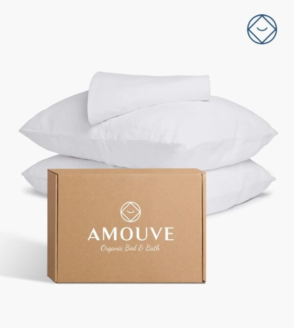 300 Thread Count 100% Organic Cotton Pillowcase - Set of 2, GOTS Certified, Hypoallergenic Soft Breathable for Skin and Hair, Luxury Bedding, Standard (White) - Image 2