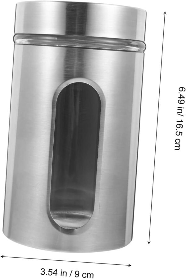 MAGICLULU 2 Pcs Stainless Steel Storage Tank Jar Coffee Canister Containers for Food Pasta Storage Seal Container Food Containers with Lids Food Canister with Window Tea Tin Silver Glass - Image 2