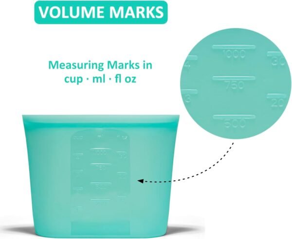Reusable Food Bags, 12 Pack 100% Silicone Food Storage Bags Stand Up Zip Silicone Bags for Food Container, Freezer Microwave Oven Dishwasher Safe, 4 Large 4 Medium 4 Small, Aqua - Image 6