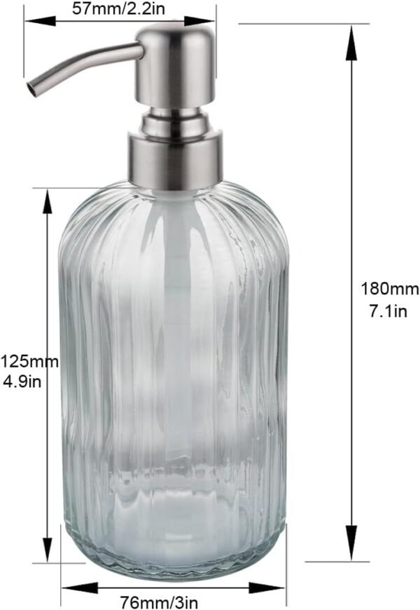 Glass Soap Dispensers with Brushed Nickel Pump Head, Hand Soap Dispenser for Kitchen and Bathroom, Heavey Glass Soap Dispenser 15oz, High Purity Glass - 1 Pack - Image 2