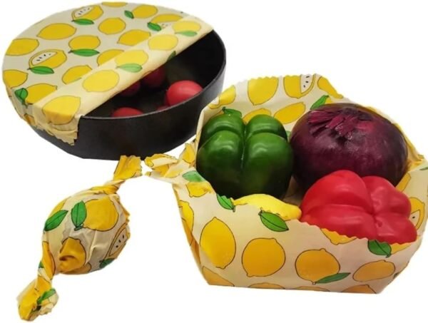 Lemon & Palm Tree Beeswax Wraps Set of 6 : Reusable Food Storage Solution for Sustainable Kitchen, Plastic-Free Alternative Green - Palm Tree - Image 3