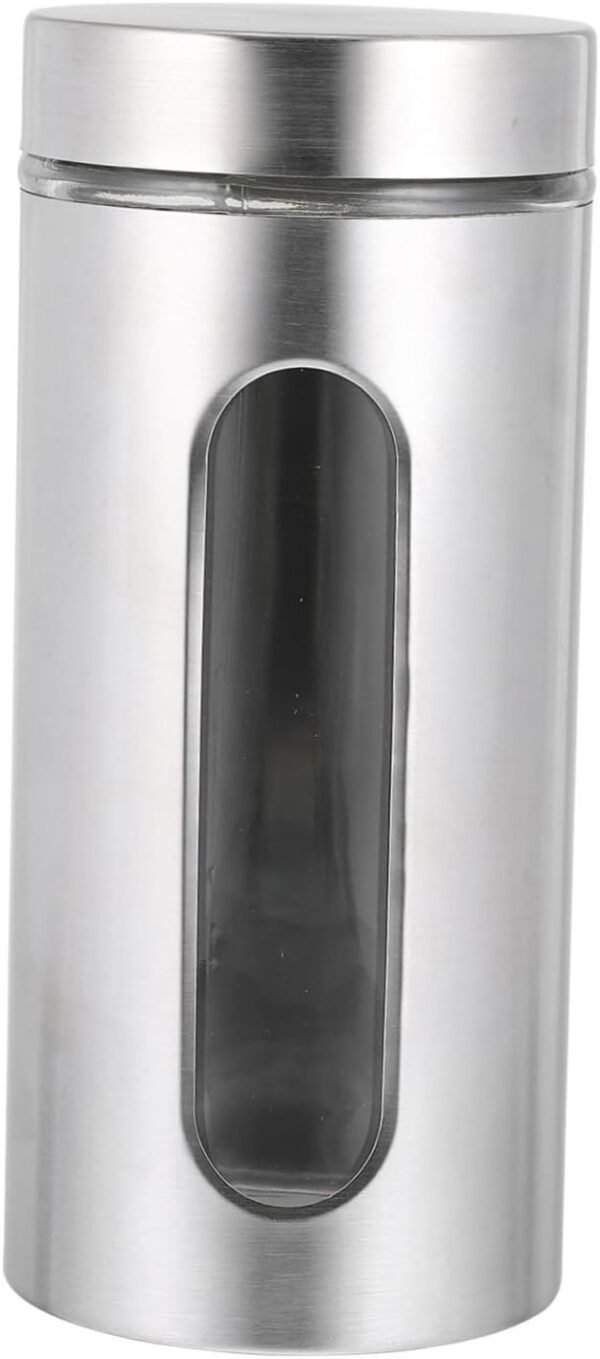 Ciieeo 1pc Stainless Steel Storage Tank Food Containers with Lids Food Storage Container Canister with Window Carafe with Lid Tea Coffee Sugar Canisters Tea Canister Kitchen Silver Glass