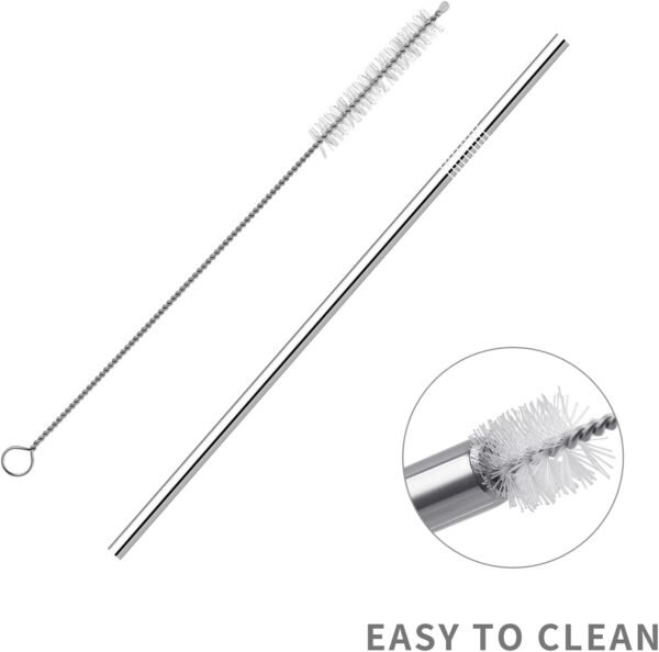 8 Pack Reusable Metal Straws Long Stainless Steel Straws Drinking Straw for 20/30 oz Tumblers with Travel Case & Cleaning Brush, 10.5"/8.5"(Silver) - Image 5