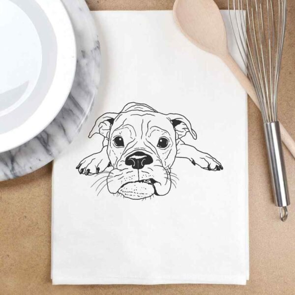 Azeeda 'Grumpy Boxer Dog' White Cotton Tea Towel/Dish Cloth (TW00020363) - Image 3