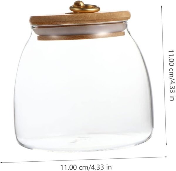 1pc Glass Storage Jar Canister Proof Compartment Decor Containers Machine Bins Cups Kitchen Food Storage Containers Cookie Jar Tea Jam Jars Flour Pantry Refrigerator Candy Jar Wood - Image 5