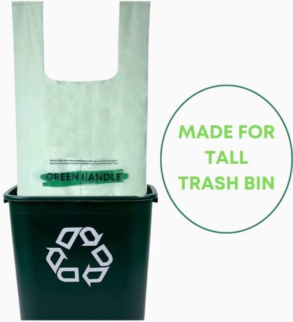 BPI certified 8 Gallon Extra Thick Compostable Trash Bag Liners with Handles (1.00 Mil = 25 mic) California SB 1383 ASTM D6400 Europe OK Home & Seedling (5~8 Gallon | 20~30 Liter) - Image 2