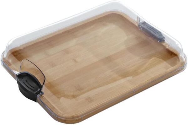 Farberware Build-A-Board Bamboo Cutting Board with Clear Locking Lid and Black Handles, Perfect for Charcuterie, Snacks, and More - Make it. Take it. Enjoy it, 11x14 Inch, Single Compartment - Image 7