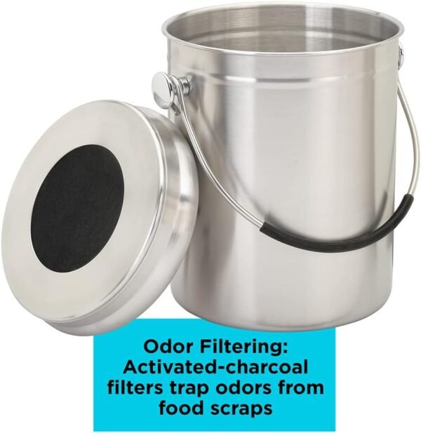 BLACK+DECKER Compost Bin, Stainless Steel, Countertop, 166 oz. (BDSTGAKT9702) - Image 3