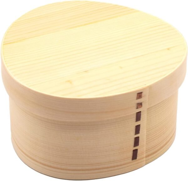 Bentowappa A-11-273080 Wooden Lunch Box, Approx. 5.5 inches (14 cm), Single Tier, Ousubi Shape, Natural