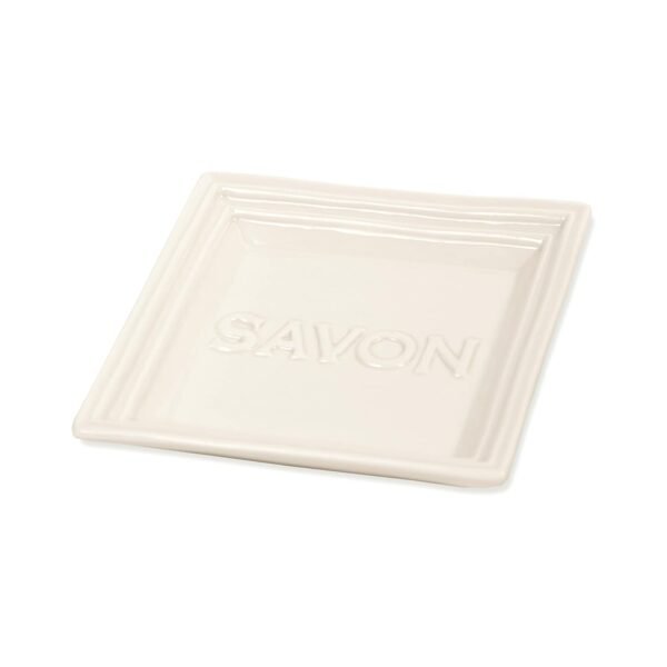 Pre de Provence Marseille Olive Oil Ceramic Soap Dish, Keeps Bar Dry and Protects Countertops, 4.3" Square - Image 2