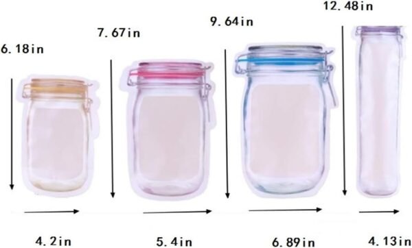 50Pcs Mason Jar Pattern Food Storage Bag Reusable Portable Stand Up Smell Proof Ziplock Bags Snack Saver Container Retail Package Bag Frosted Pouches Red 7.6×5.4in (19.5×13.7cm) - Image 6