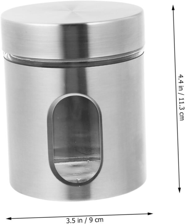 MAGICLULU 2 Pcs Stainless Steel Storage Tank Tea Canister Window Spice Jar Coffee Bean Jar Airtight Coffee Container Food Containers Storage Container Food Sugar Jar Bottle Tins Silver Glass - Image 2