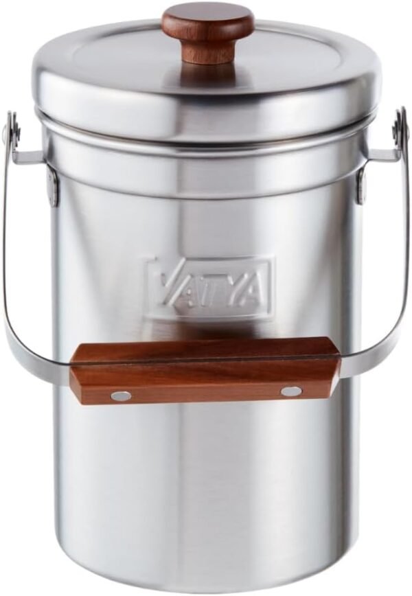 Vatya Stainless Steel Kitchen Compost Bin - NO Filter Countertop Composter, Composting Bucket, Counter Top Small Indoor Food Waste Container with Lid, Odorless Stainless Steel Pail, Small 0.5 Gallon