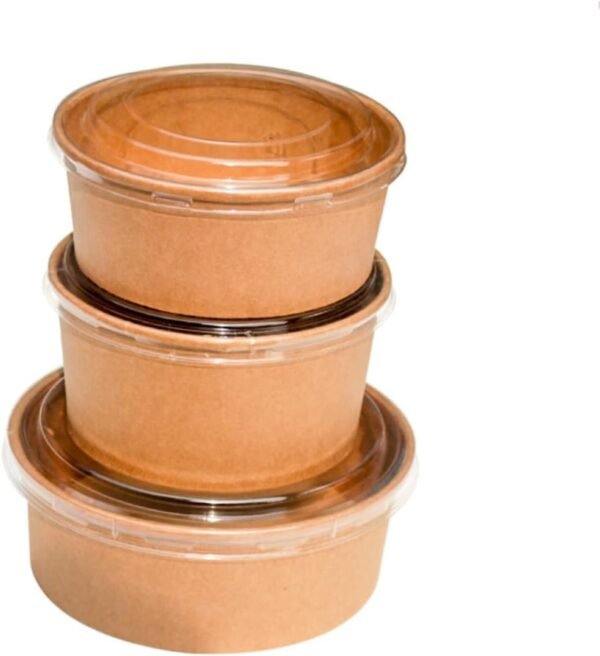 50pcs Meal Prep Containers Salad Containers Paper Snack Cups Lunch Boxes Paper Cups with Lids Paper Food Containers with Lids Hot Cold Food Bowls Paper Soup Bowls Packing Boxes - Image 2