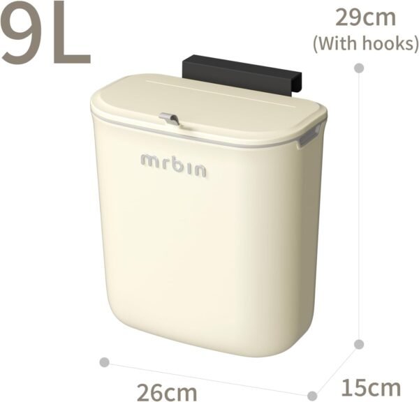 Kitchen Compost Bin Countertop, 9L/2.4gal Indoor Food Waste Recycling Bucket, Portable Trash Can with Lid for Cabinet Door, Under Sink, Wall Mounted, White - Image 6
