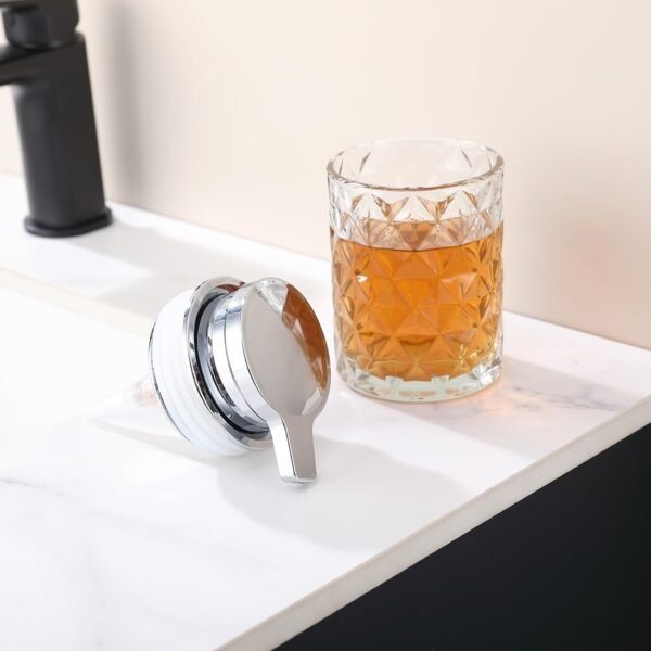 Glass Soap Dispenser, Bathroom Soap Dispenser or Lotion Dispenser for Kitchen,Refillable Clear Glass Soap Dispenser with Large Pump Head and Big Cup Mouth, Chrome - Image 3