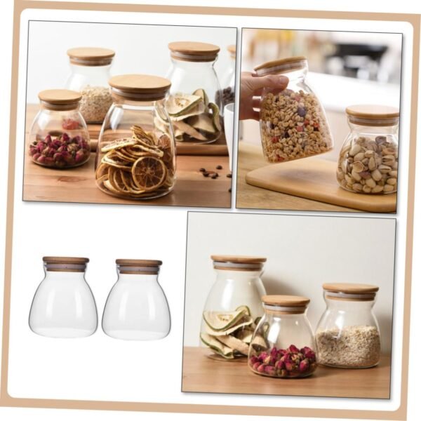 MAGICLULU 2pcs Storage Jar Snack Air Household Dispenser Tap Syrup Biscuit Flasks Lid Lemonade Sweets Beverage Food Storage Containers Keeper Reusable Sugar Holder Filled Borosilicate Glass - Image 4