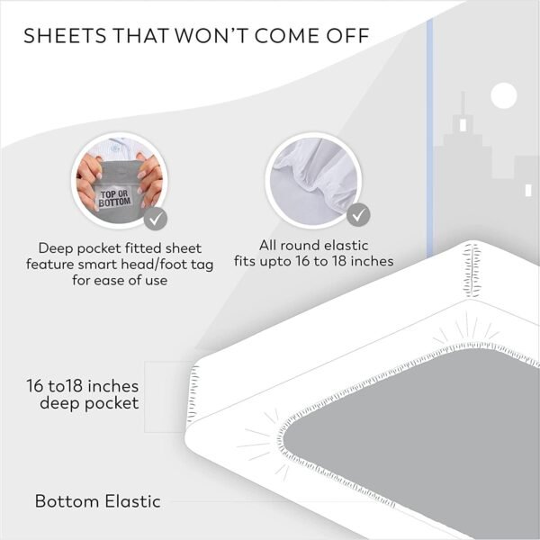Organic 100% Cotton Light Ivory Full Size Bed Sheets, Percale Weave Cotton Sheet Set for Full Size Bed, Crisp, Cooling & Breathable Bed Sheets, Fits Mattress Upto 16" Deep Pocket - Image 4