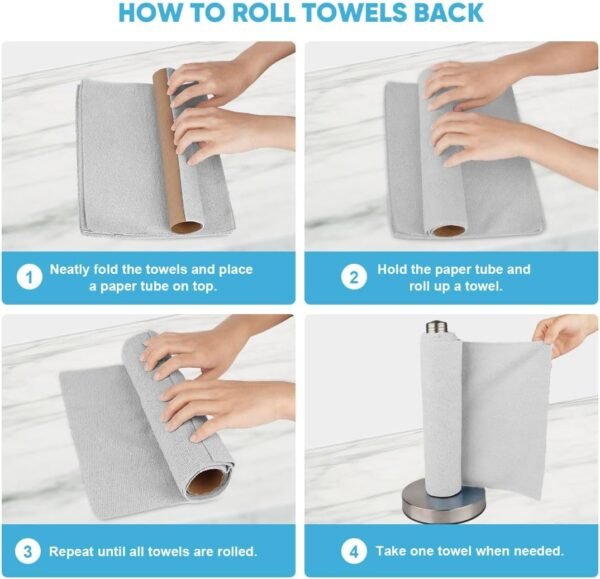 AIDEA Microfiber Cleaning Cloth Roll-50PK, Reusable Paper Towels Grey Tear Away Towels, Washable Shop Rags, Microfiber Towels for Cars, Lint Free Cleaning Rags for House, Kitchen, Window-11.5"×11.5" - Image 7