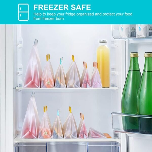Reusable Food Storage Bags Stand Up, 9 Pack Ziplock Reusable Freezer Bags, Leakproof Storage Gallon Bags, Reusable Food Bags, Sandwich Bags, Reusable Snack Bags - Image 4