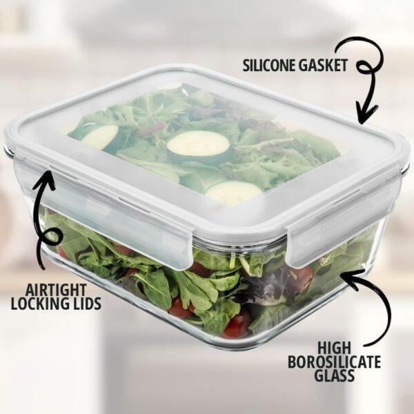 14 Cup/ 112 oz LARGE Glass Food Storage Container with Locking Lid. Ideal for Storing food, Vegetables or Fruits. Baking Casserole, Lasagna, Baking, Roasting chicken & lot of other tasty Food BPA-Free - Image 8