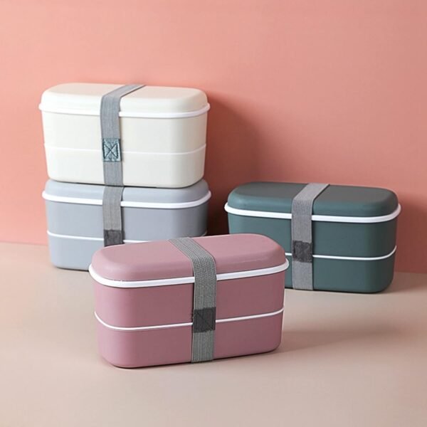 Bento Refrigerator Food Fresh Keeping Double Layered Children Lunch Portable Bento Food Storage Reusable Baggies (One Size) - Image 2