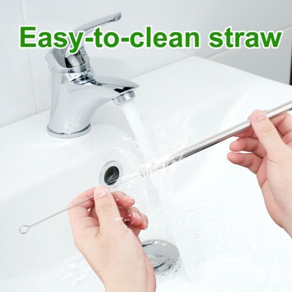 8pcs Metal Straw Replacement for Owala Water Bottle 40oz with 2 Straw Cleaning Brushes and Washers Gasket, Reusable Stainless Steel Straw Seal Ring Compatible with Owala Water Bottle Accessories Part - Image 6