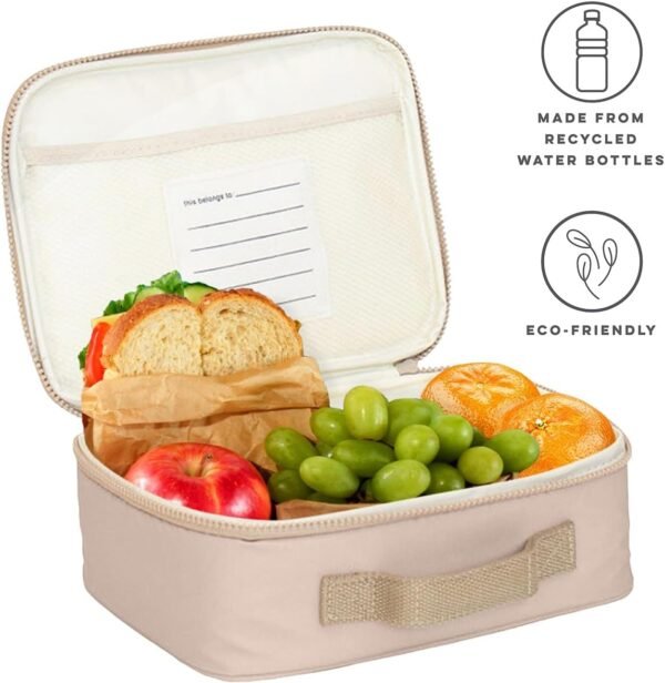3 Sprouts Lunch Bag for Kids, Boys & Girls – Insulated Lunch Box for Boys and Girls – Perfect for School and Travel - Loncheras Para Niños y Niñas - Taupe - Image 2